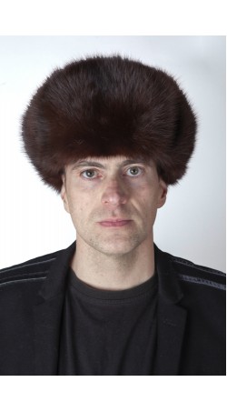 Marten-Sable fur hat, Russian style, dark brown